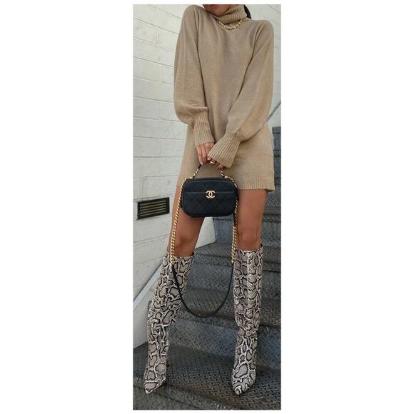 Princess Polly Zahara Tan Sweater Mini Dress Beige Small Medium - Picture 2 of 8